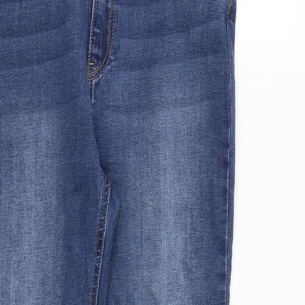 Pull&Bear Womens Blue Cotton Skinny Jeans Size 14 L28 in Regular Zip