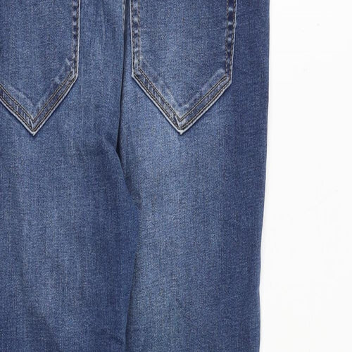 Pull&Bear Womens Blue Cotton Skinny Jeans Size 14 L28 in Regular Zip