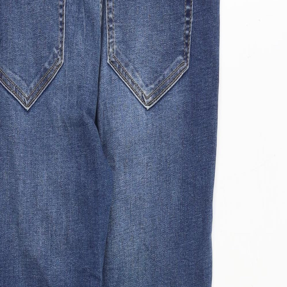 Pull&Bear Womens Blue Cotton Skinny Jeans Size 14 L28 in Regular Zip