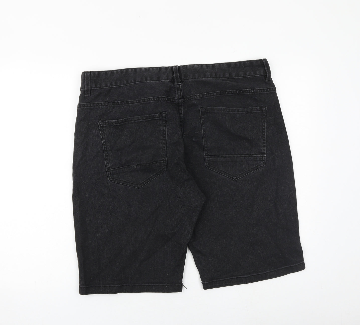 NEXT Mens Black Cotton Chino Shorts Size 38 in L10 in Regular Zip