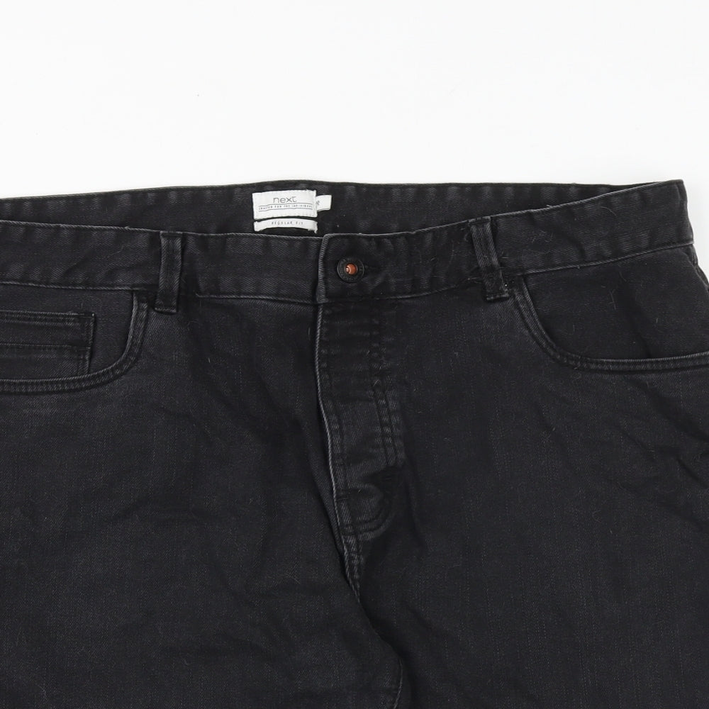 NEXT Mens Black Cotton Chino Shorts Size 38 in L10 in Regular Zip