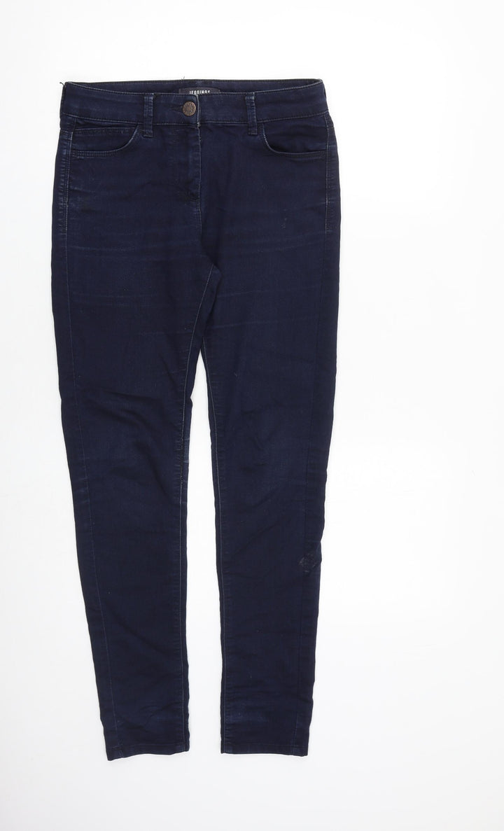 Marks and Spencer Womens Blue Cotton Skinny Jeans Size 8 L28 in Slim Zip