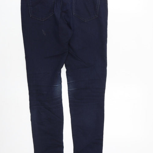 Marks and Spencer Womens Blue Cotton Skinny Jeans Size 8 L28 in Slim Zip