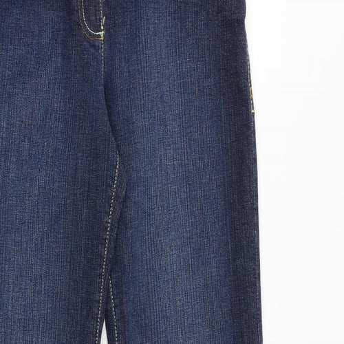 NEXT Womens Blue Cotton Flared Jeans Size 14 L32 in Regular Buckle