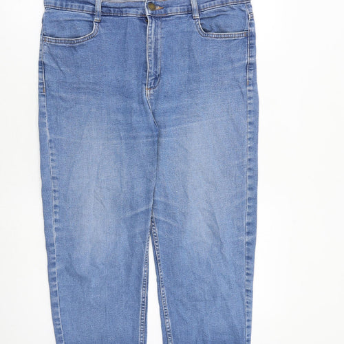Marks and Spencer Womens Blue Cotton Cropped Jeans Size 16 L22 in Regular Zip