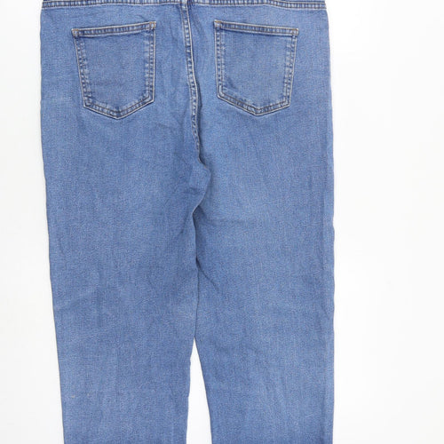 Marks and Spencer Womens Blue Cotton Cropped Jeans Size 16 L22 in Regular Zip
