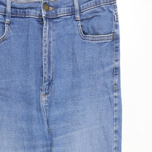 Marks and Spencer Womens Blue Cotton Cropped Jeans Size 16 L22 in Regular Zip