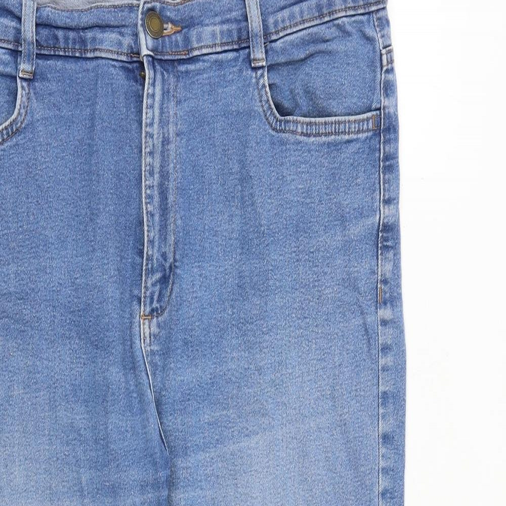 Marks and Spencer Womens Blue Cotton Cropped Jeans Size 16 L22 in Regular Zip