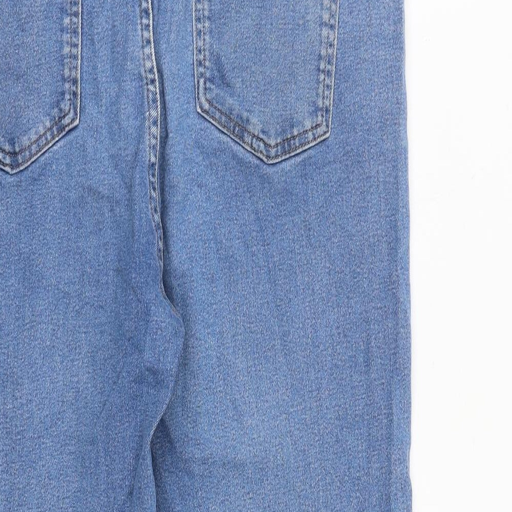 Marks and Spencer Womens Blue Cotton Cropped Jeans Size 16 L22 in Regular Zip