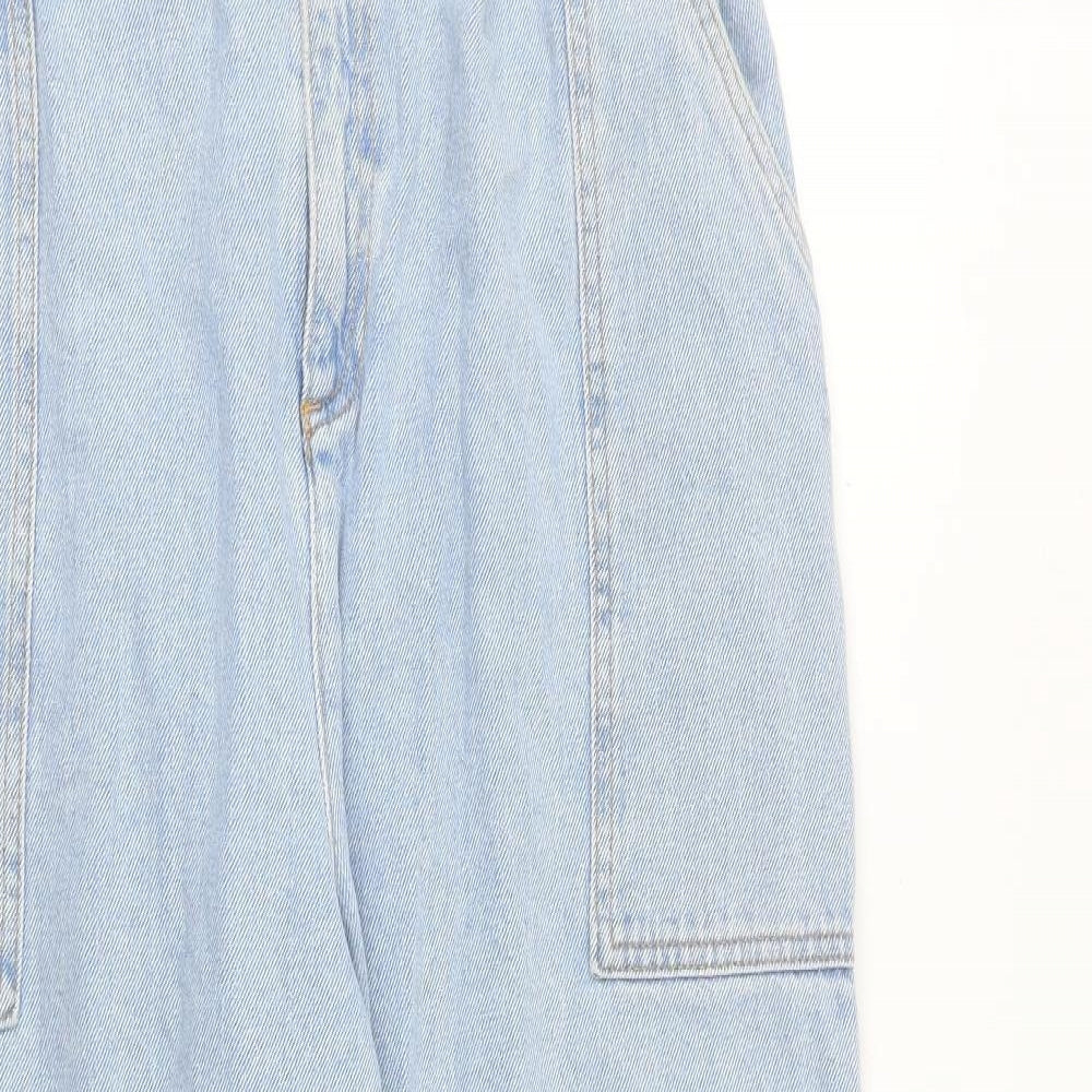 River Island Womens Blue Cotton Tapered Jeans Size 16 L25 in Regular Zip