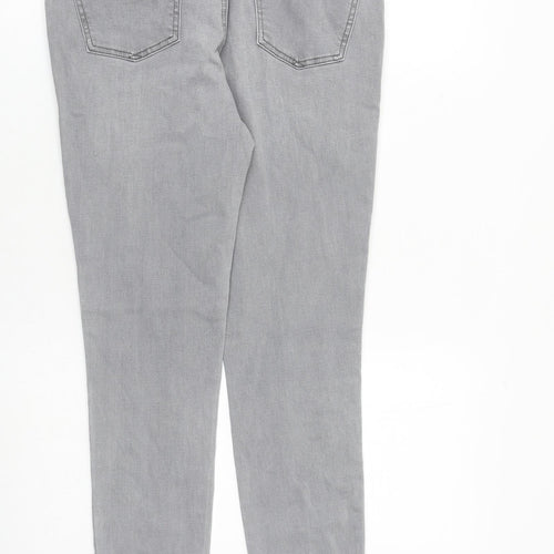 TU Womens Grey Herringbone Cotton Straight Jeans Size 12 L28 in Slim Zip