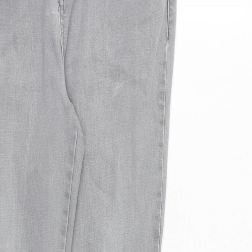 TU Womens Grey Herringbone Cotton Straight Jeans Size 12 L28 in Slim Zip