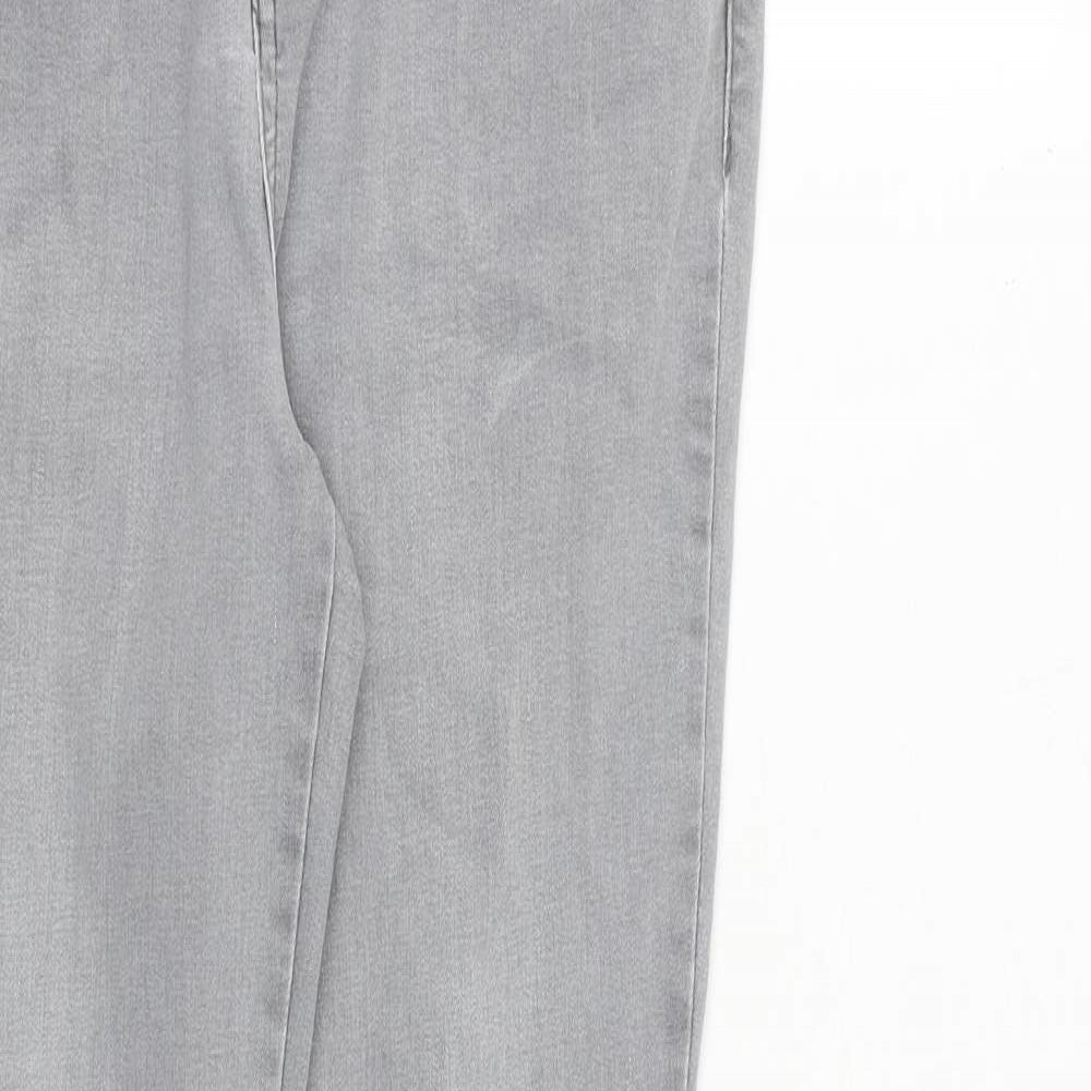 TU Womens Grey Herringbone Cotton Straight Jeans Size 12 L28 in Slim Zip