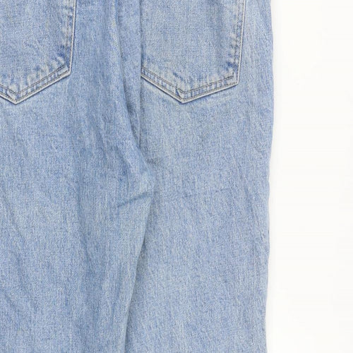 Topshop Womens Blue Cotton Cropped Jeans Size 32 in L24 in Regular Zip - Raw Hem