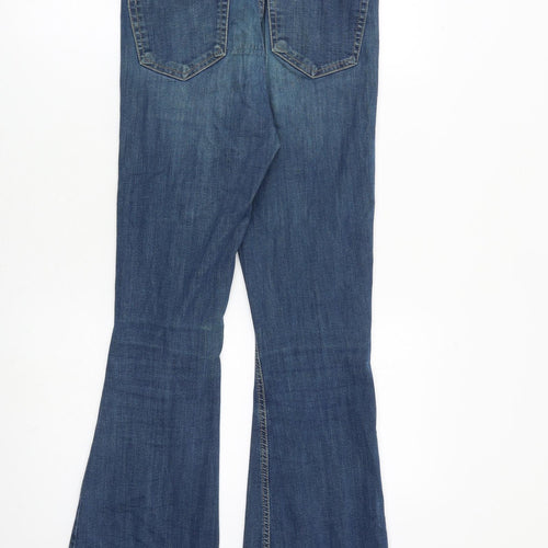 Topshop Womens Blue Cotton Flared Jeans Size 28 in L32 in Regular Zip