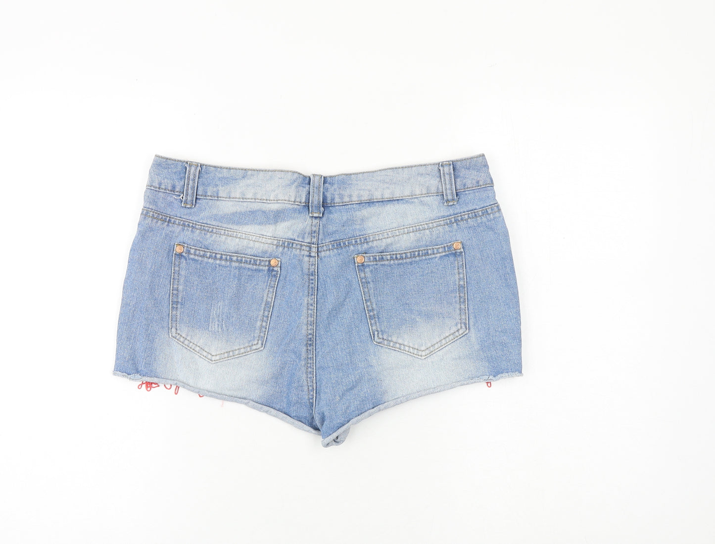 Denim & Co. Womens Blue Cotton Hot Pants Shorts Size 12 Regular Zip