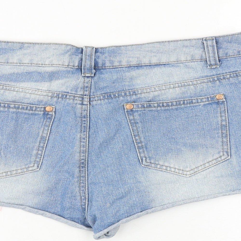 Denim & Co. Womens Blue Cotton Hot Pants Shorts Size 12 Regular Zip