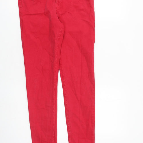 Mango Womens Red Cotton Skinny Jeans Size 10 L28 in Regular Zip