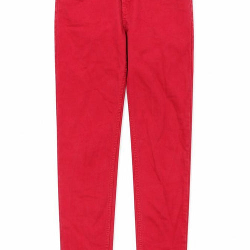 Mango Womens Red Cotton Skinny Jeans Size 10 L28 in Regular Zip