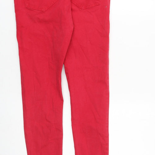 Mango Womens Red Cotton Skinny Jeans Size 10 L28 in Regular Zip