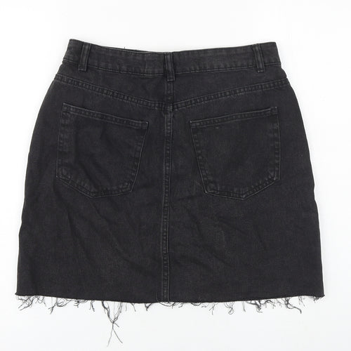 Denim & Co. Womens Grey Cotton A-Line Skirt Size 12 Zip