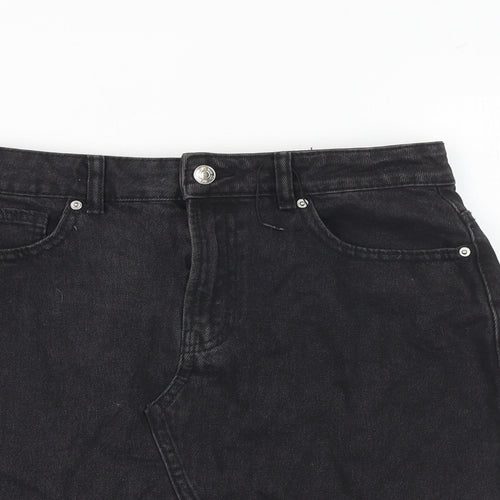 Denim & Co. Womens Grey Cotton A-Line Skirt Size 12 Zip