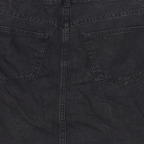 Denim & Co. Womens Grey Cotton A-Line Skirt Size 12 Zip