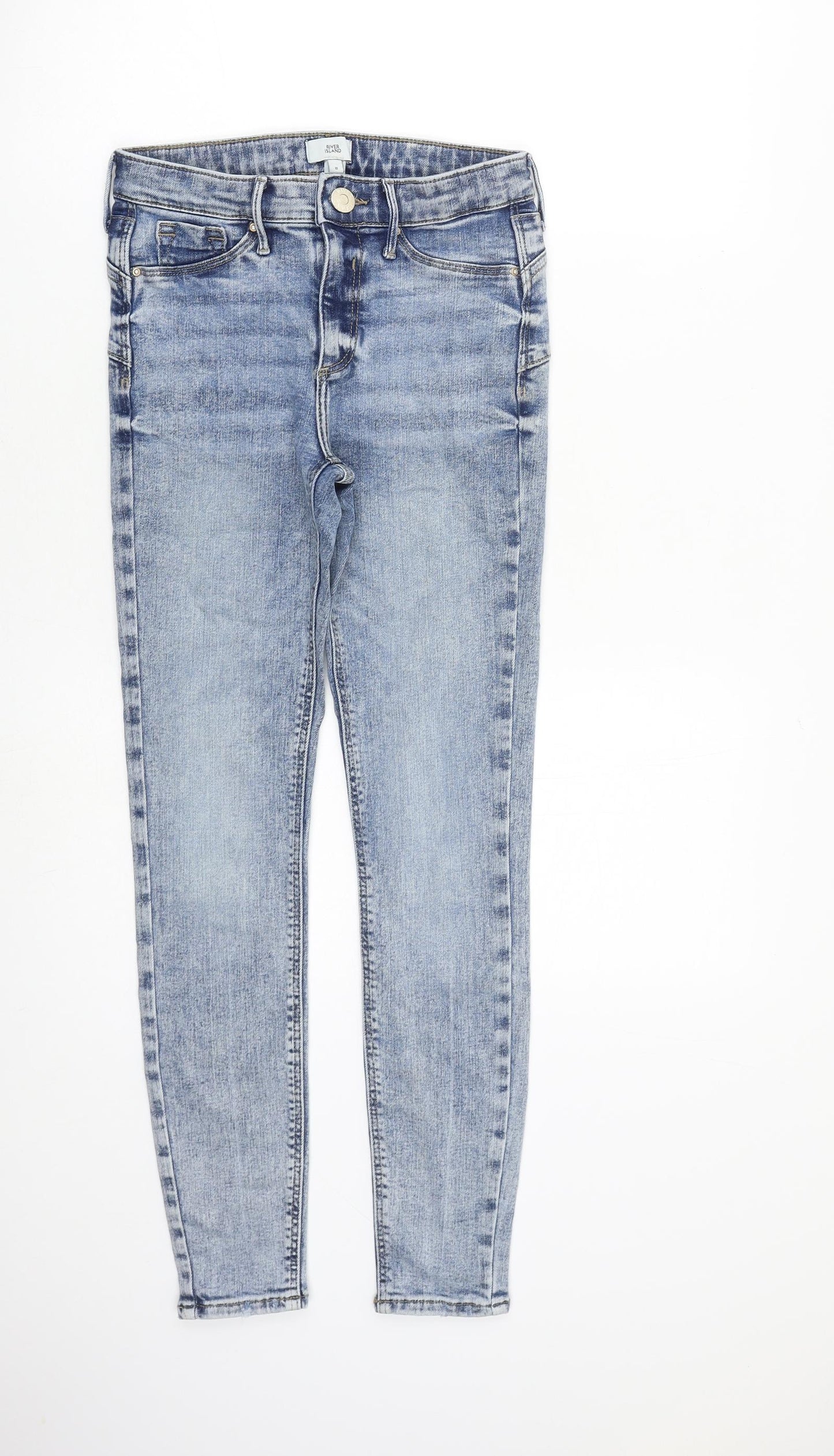 River Island Womens Blue Cotton Skinny Jeans Size 8 L28 in Slim Zip