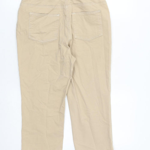 Damart Womens Beige Cotton Cropped Jeans Size 12 L20 in Regular Zip