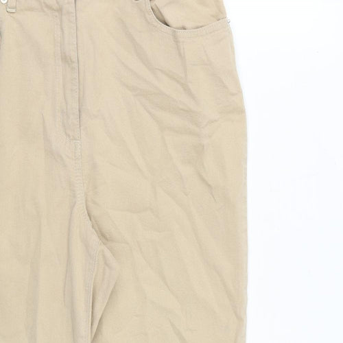 Damart Womens Beige Cotton Cropped Jeans Size 12 L20 in Regular Zip