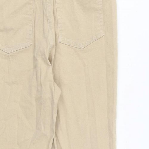 Damart Womens Beige Cotton Cropped Jeans Size 12 L20 in Regular Zip