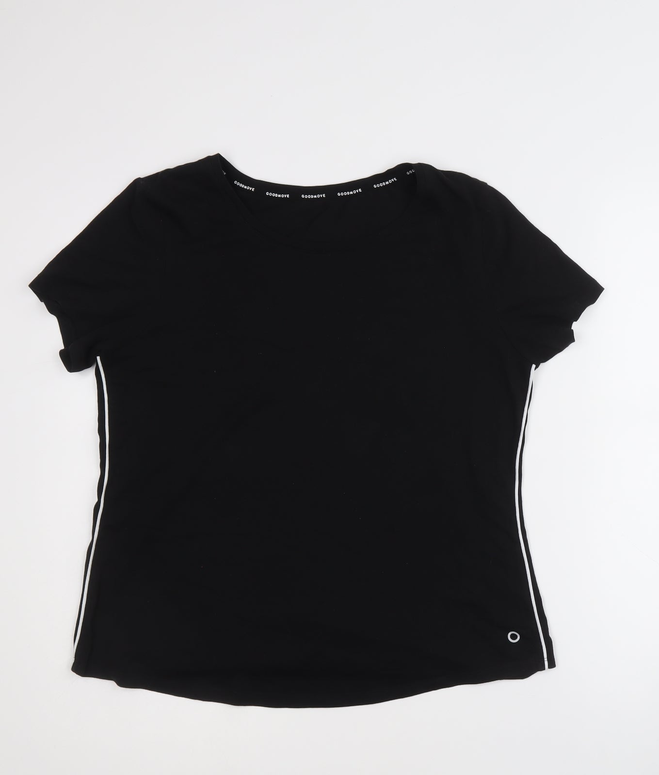 GOODMOVE Womens Black Cotton Basic T-Shirt Size 16 Boat Neck