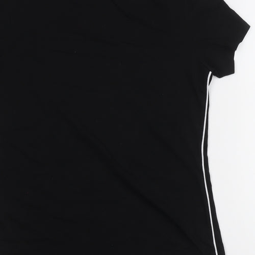 GOODMOVE Womens Black Cotton Basic T-Shirt Size 16 Boat Neck