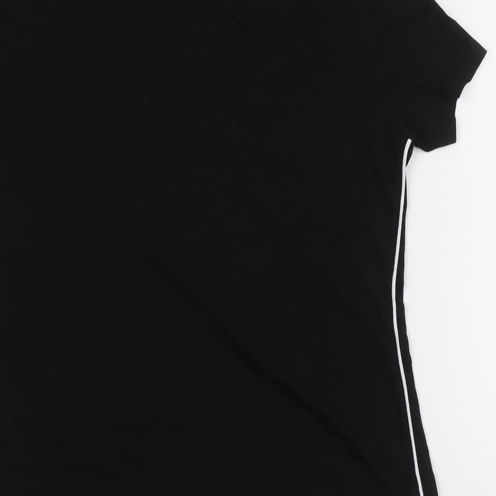 GOODMOVE Womens Black Cotton Basic T-Shirt Size 16 Boat Neck