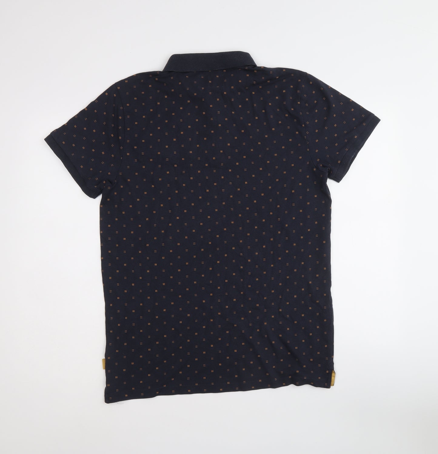 Racing Green Mens Blue Geometric Cotton Polo Size M Collared Button