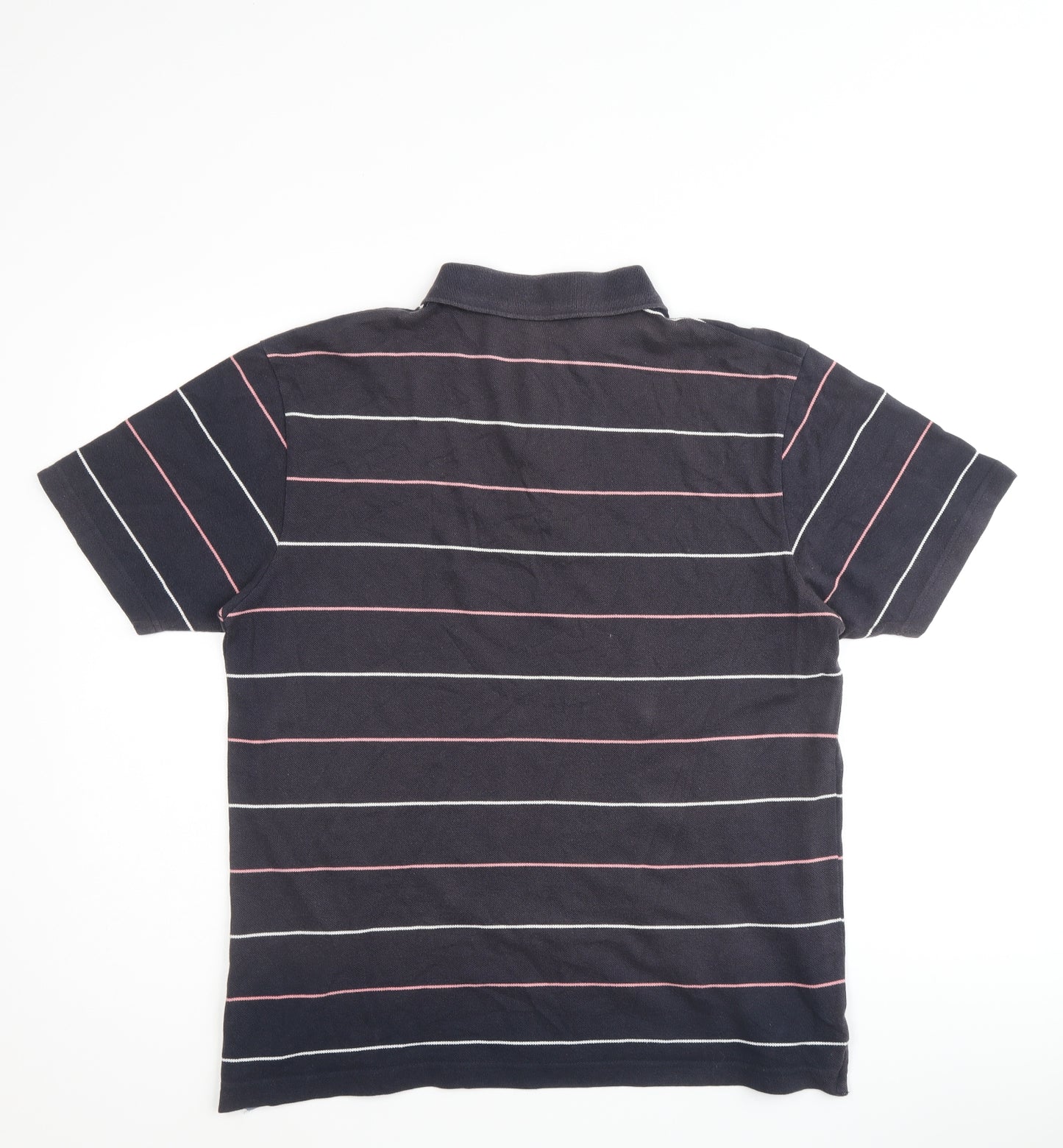 Reebok Mens Multicoloured Striped Cotton Polo Size M Collared Button