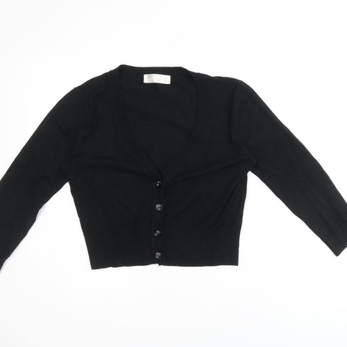 International Womens Black V-Neck Viscose Cardigan Jumper Size 12