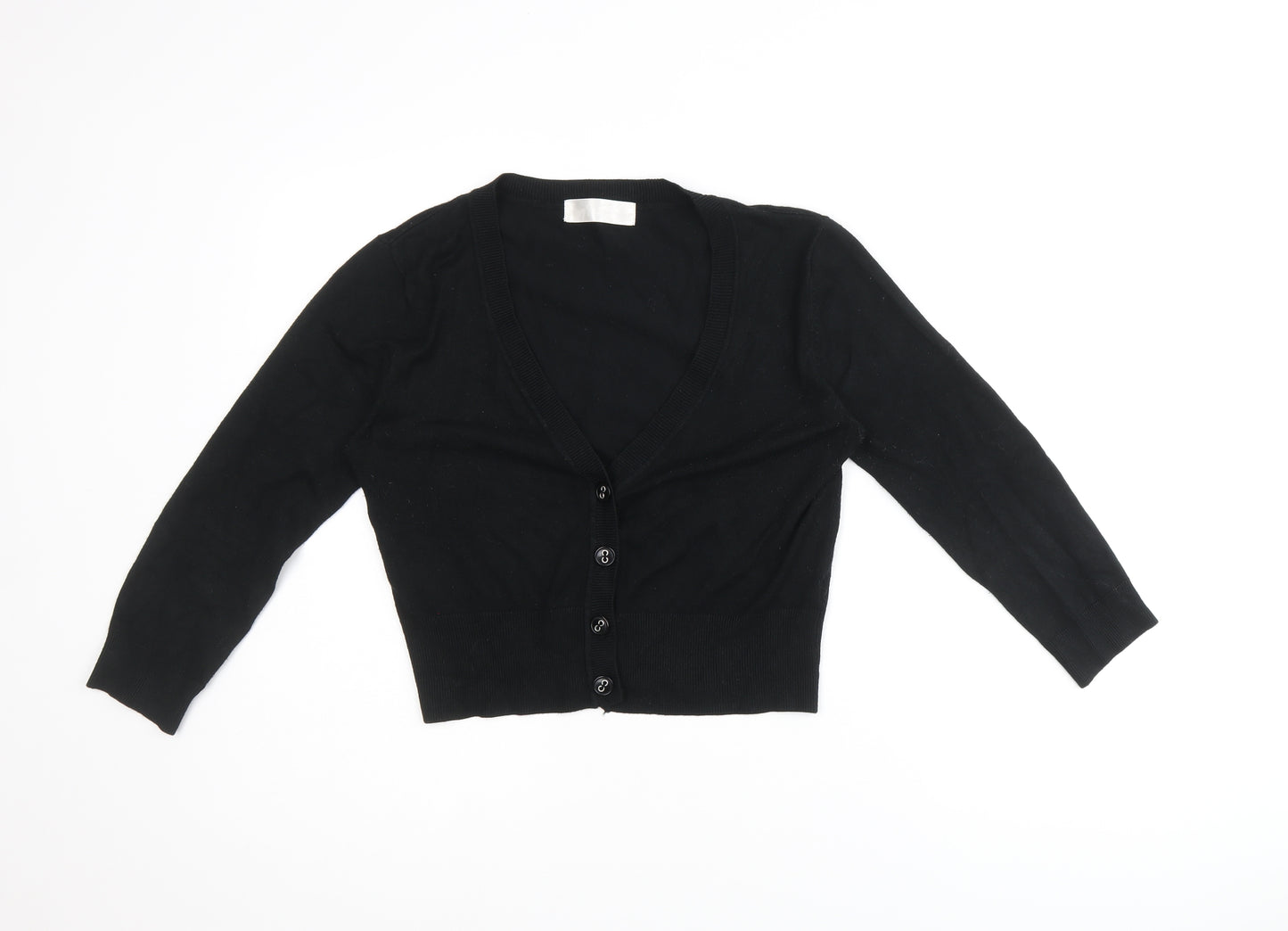 International Womens Black V-Neck Viscose Cardigan Jumper Size 12