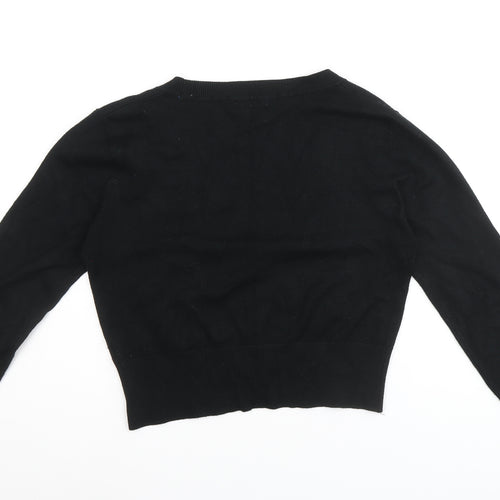 International Womens Black V-Neck Viscose Cardigan Jumper Size 12