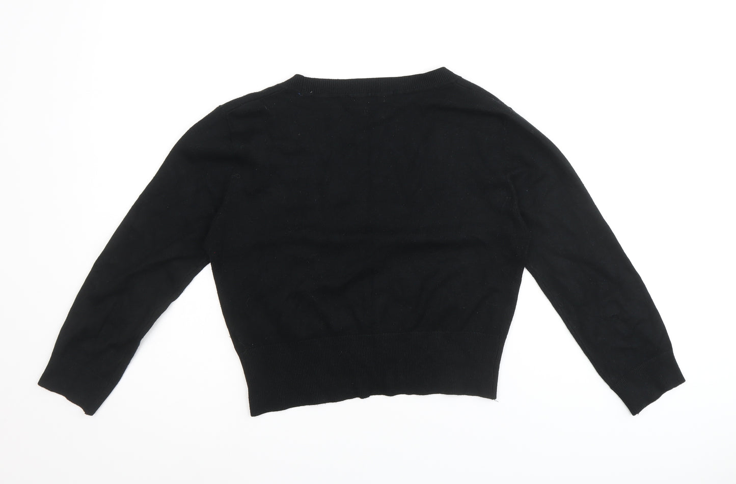 International Womens Black V-Neck Viscose Cardigan Jumper Size 12