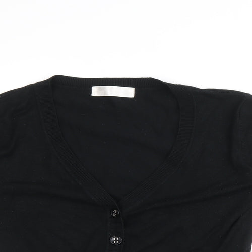 International Womens Black V-Neck Viscose Cardigan Jumper Size 12