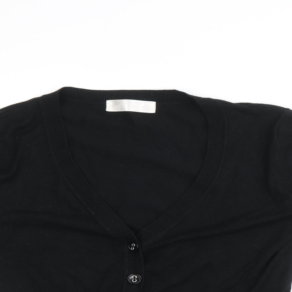 International Womens Black V-Neck Viscose Cardigan Jumper Size 12