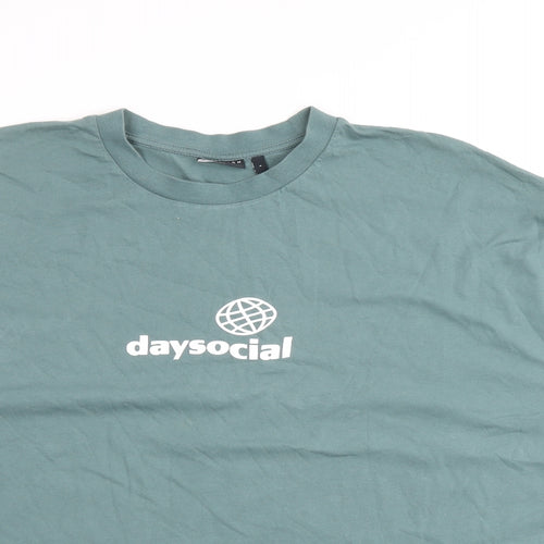 ASOS Womens Green Cotton Basic T-Shirt Size L Crew Neck