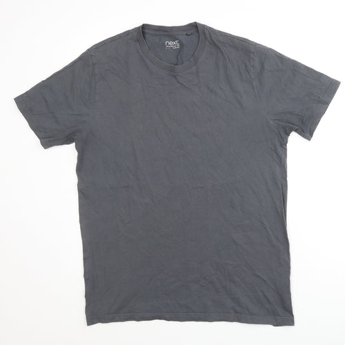 NEXT Mens Grey Cotton T-Shirt Size L Round Neck