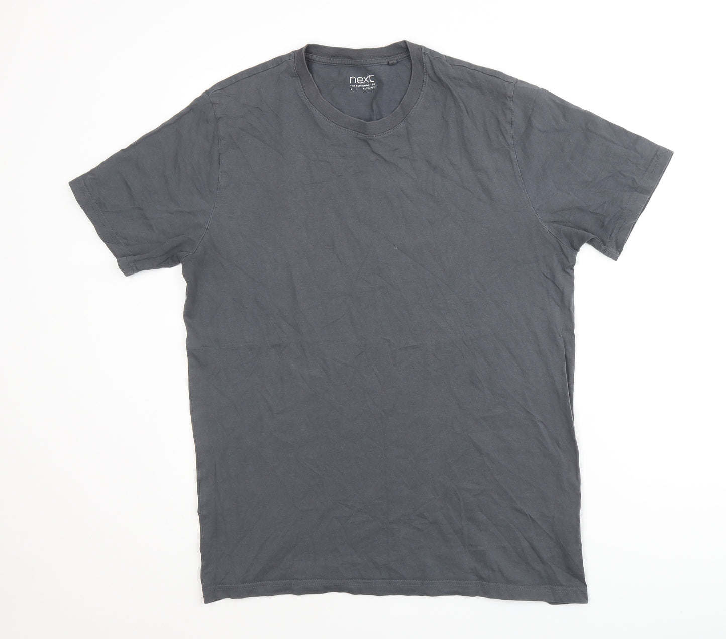 NEXT Mens Grey Cotton T-Shirt Size L Round Neck