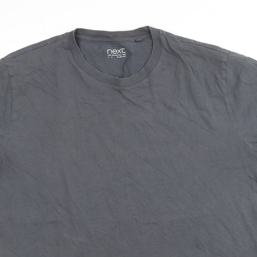 NEXT Mens Grey Cotton T-Shirt Size L Round Neck