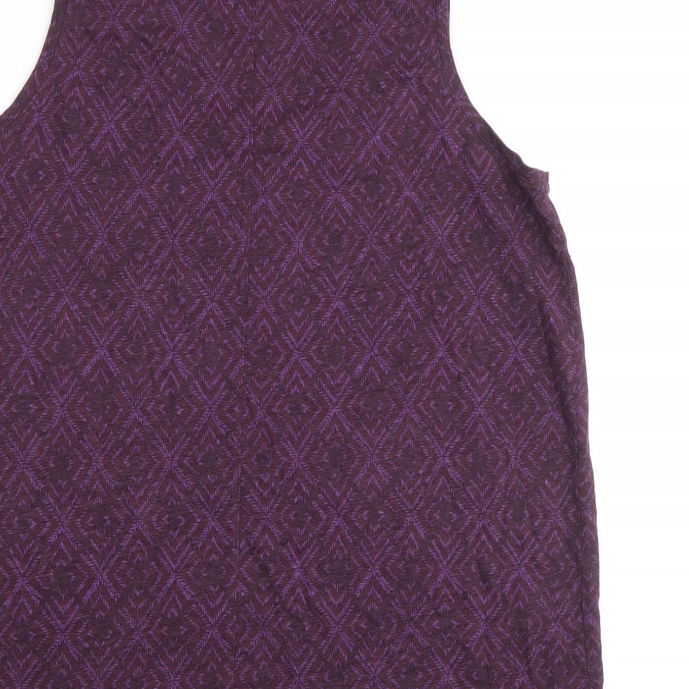 Fat Face Womens Purple Geometric Linen Basic Tank Size 12 V-Neck