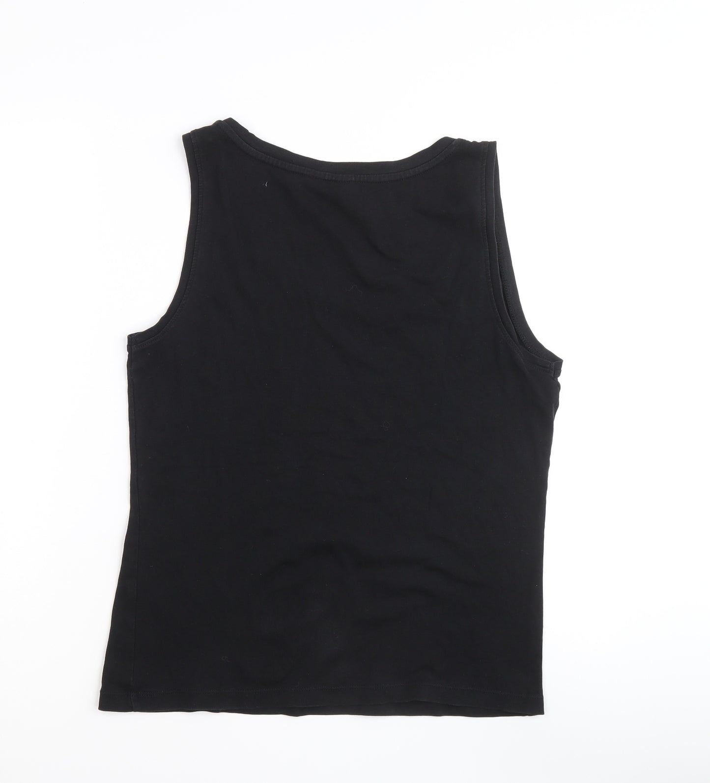 M&Co Womens Black 100% Cotton Basic Tank Size 14 Scoop Neck