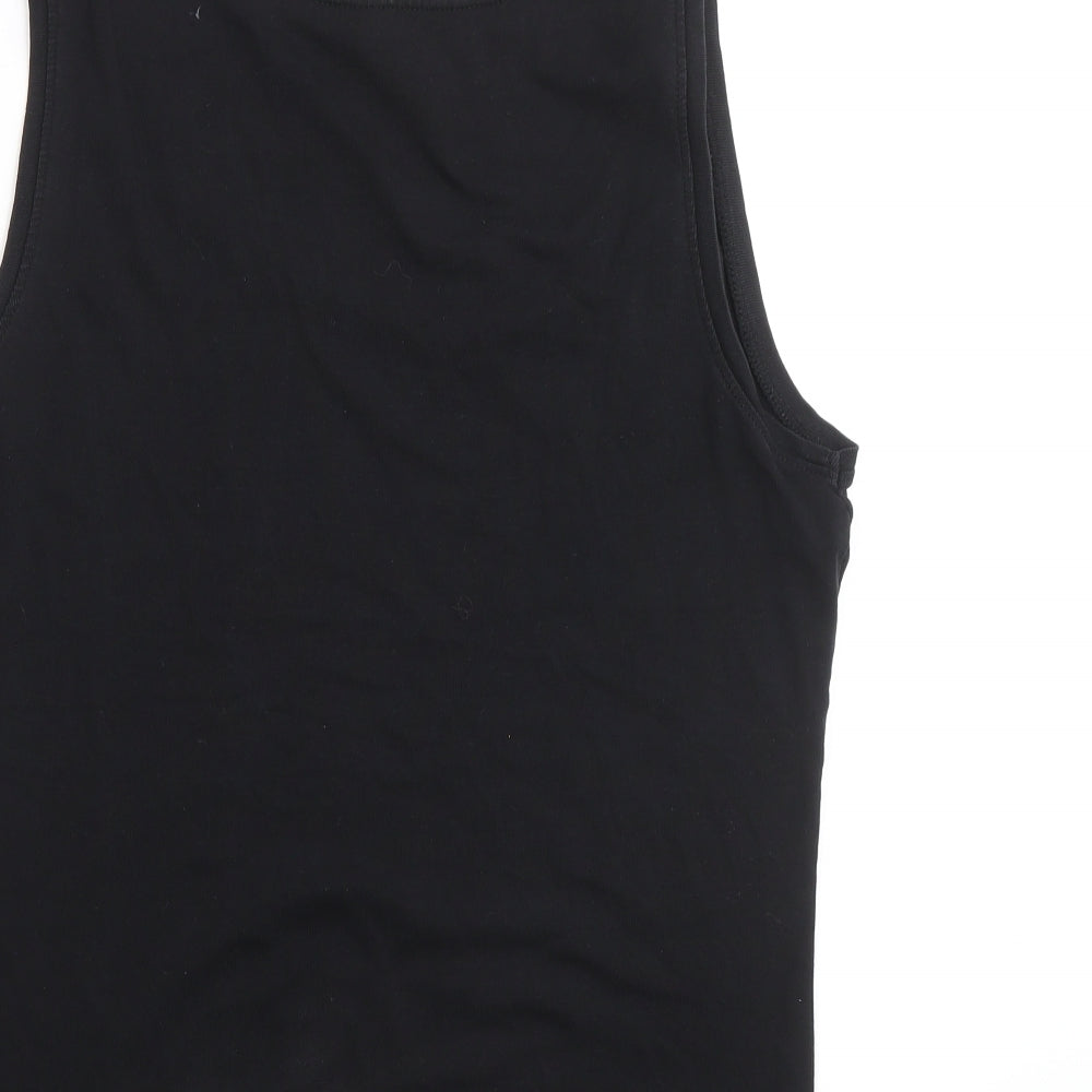 M&Co Womens Black 100% Cotton Basic Tank Size 14 Scoop Neck