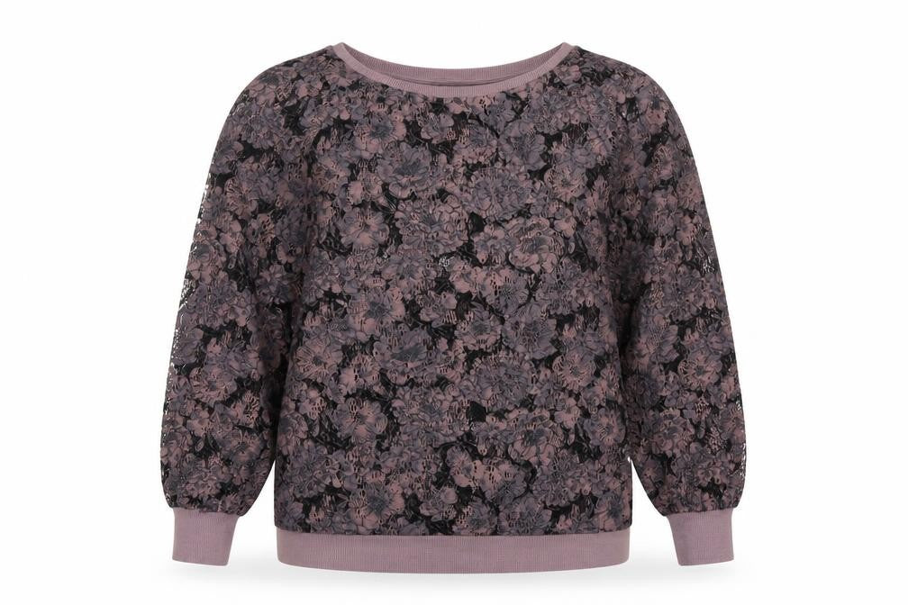 Front view of Next women’s purple floral polyester basic blouse, size UK 10, round neck